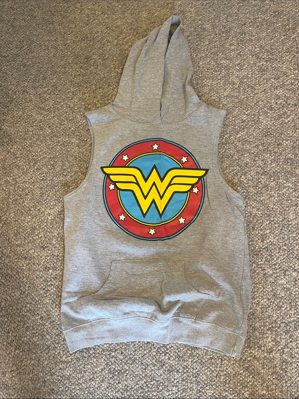Grey Wonder Woman Hooded Sleeveless sweater for Kids